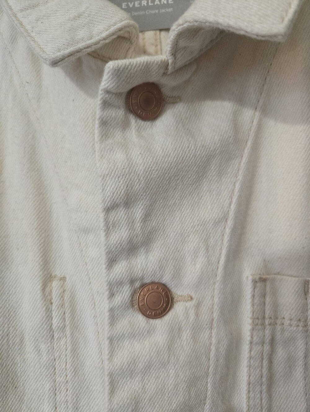 Everlane Denim "Chore Jacket" In Bone, XS - Picture 9 of 15